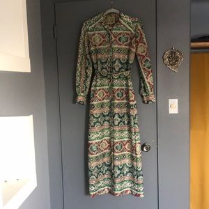 Vintage 70’s Belted Button-up Maxi Dress